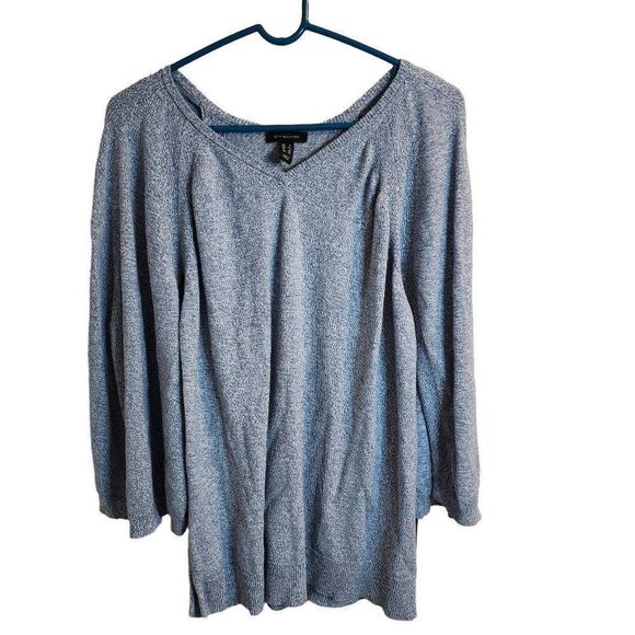 H By Halston Large Marled Unique Batwing Open Concept Sweater - Picture 1 of 8
